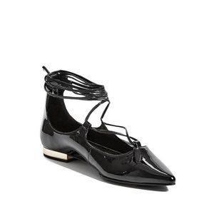 $40 Guess Women's Hellix Lace Up Flats Pointed Toe Sandals In Black Size 6.5